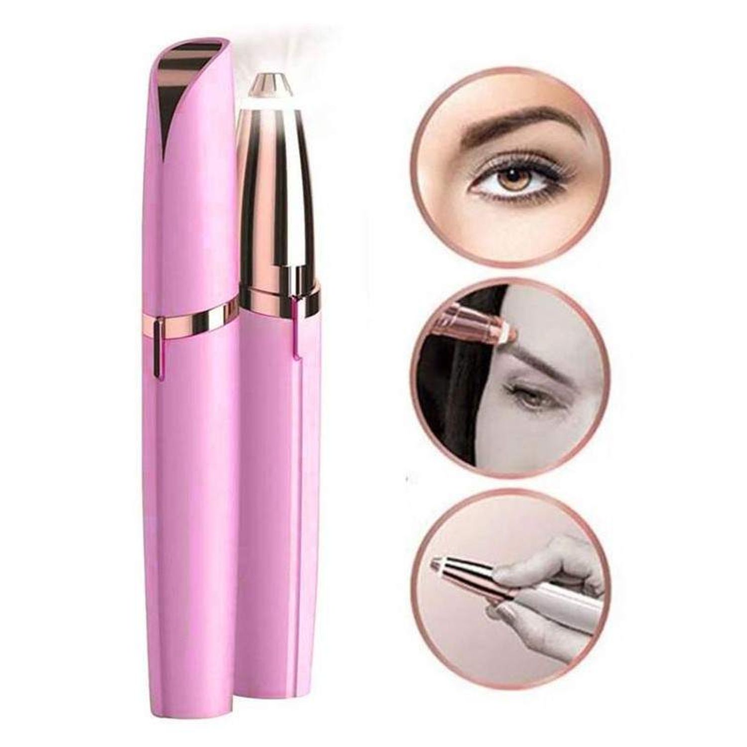 Epilator sprancene hipoalergenic SIKS®, fara durere, lumina LED, USB, roz fotografia produsului View 3 L