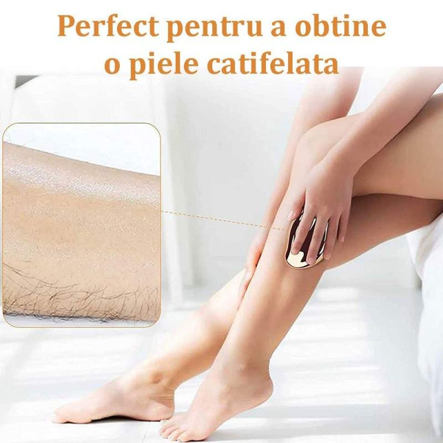 Dispozitiv de Epilare prin Frecare SIKS, Portabil, Reutilizabil, Fara Durere, Cristal, Auriu/Albastru fotografia produsului View 5 L