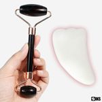 Set rola Onix si Opal SIKS Masaj Facial si Corporal, Efect de Intinerire a Pielii si Drenaj Limfatic, Alba Opal, Negru fotografia produsului View 2 S