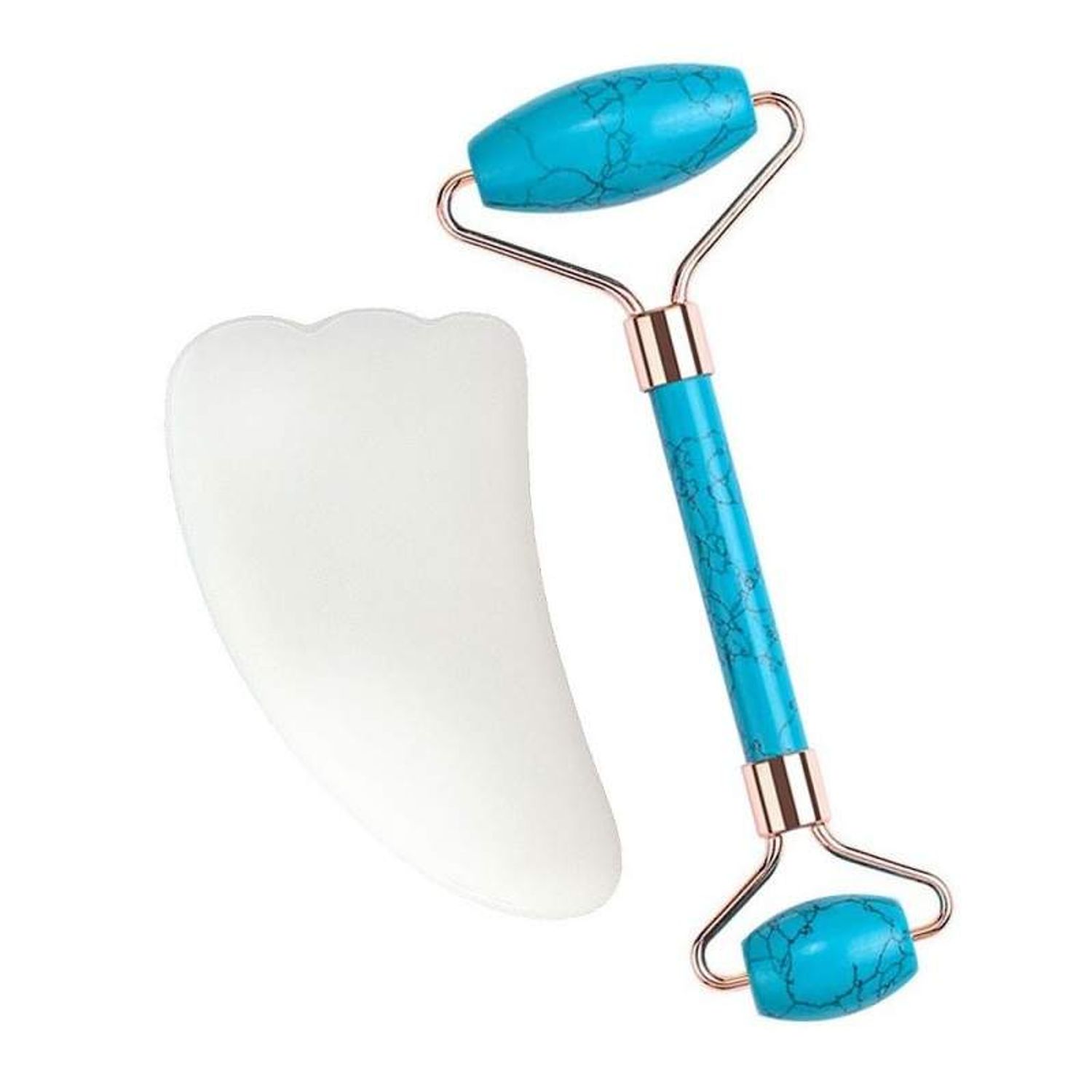 Set rola Safir si Opal SIKS Masaj Facial si Corporal, Piatra de Safir, Efect de Intinerire a Pielii, Albastru/Turcoaz fotografia produsului