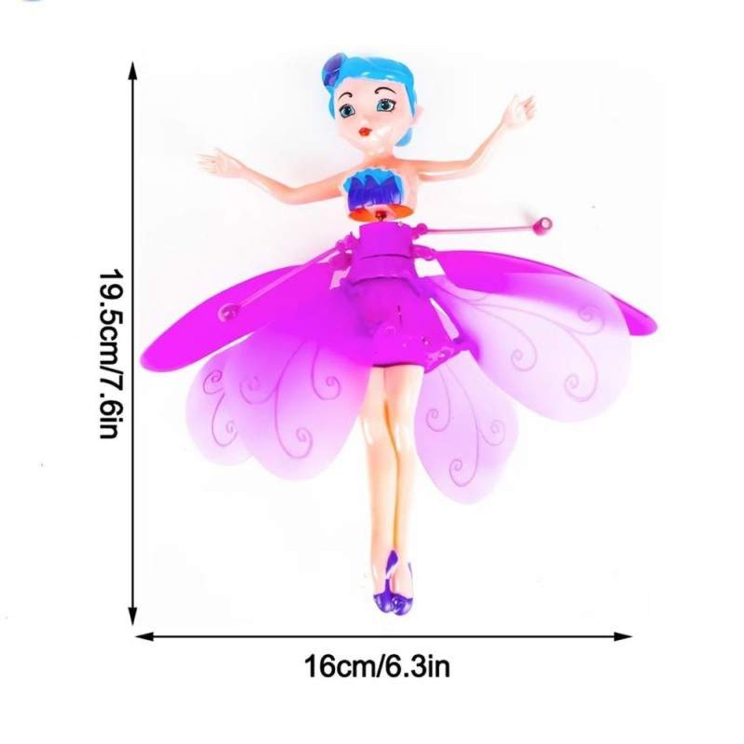 Papusa Tip Zana Zburatorare SIKS, Senzor Pentru Coordonarea Miscarilor, Incarcare USB, Dimensiuni 19x6.5 cm, Mov fotografia produsului View 5 L