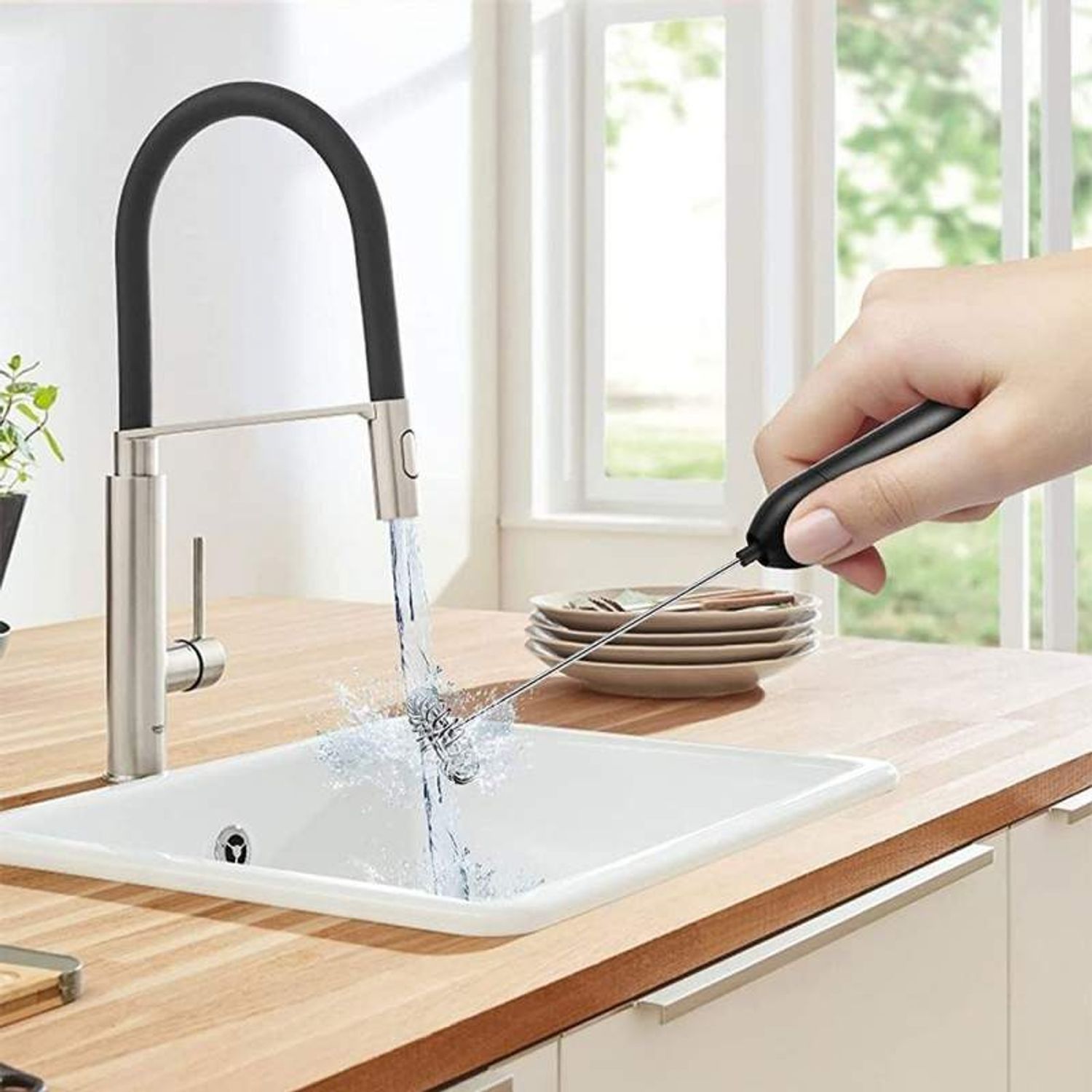Mixer Spumator de Lapte SIKS, 2 Teluri Interschimbabile, Alimentare USB, Negru fotografia produsului View 3 L