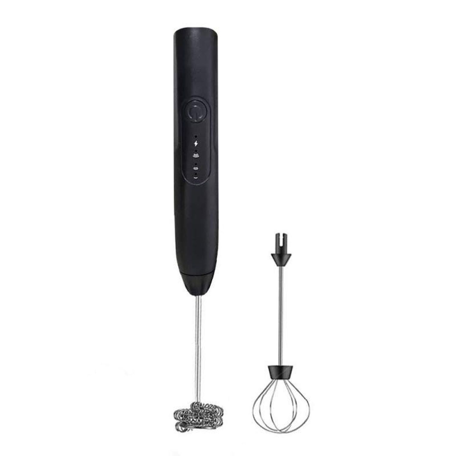 Mixer Spumator de Lapte SIKS, 2 Teluri Interschimbabile, Alimentare USB, Negru fotografia produsului