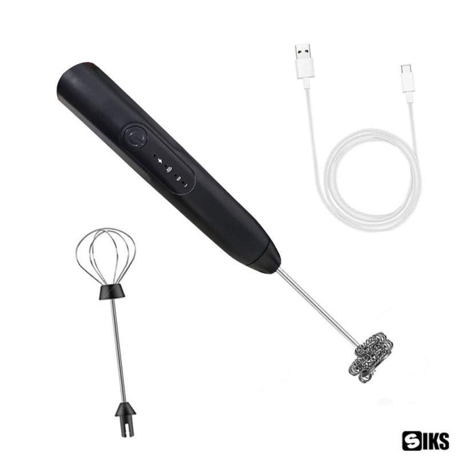 Mixer Spumator de Lapte SIKS, 2 Teluri Interschimbabile, Alimentare USB, Negru fotografia produsului View 2 L
