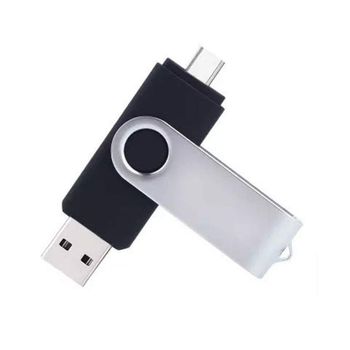 Stick Memorie SIKS, 16 GB, Cu USB 3.0 Si Type-C, Rotativ 360⁰, Pentru Multiple Device-uri, Compatibil OTG, Gri/Negru