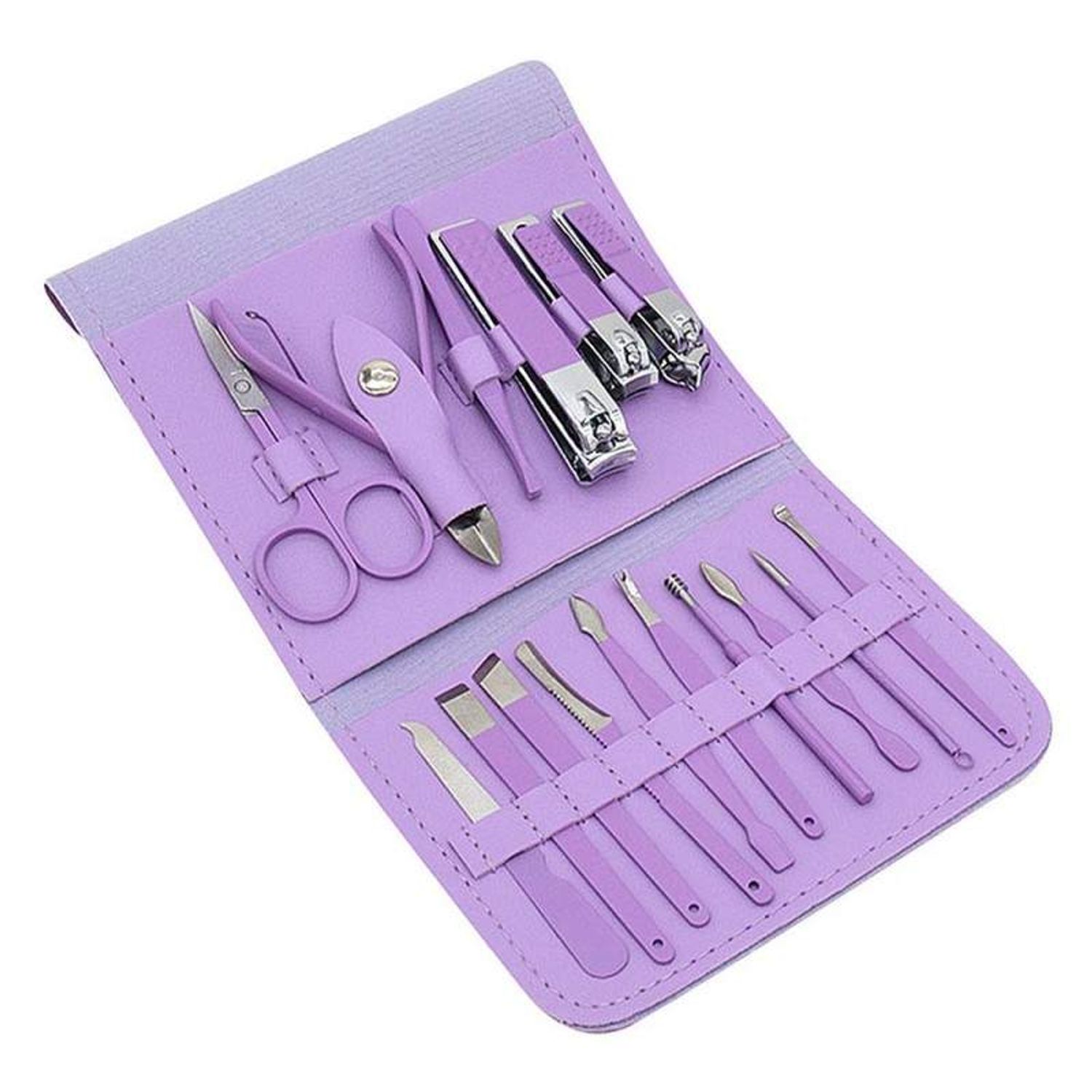 Trusa pentru Manichiura SIKS, 16 Ustensile din Otel Inoxidabil Incluse, Mov fotografia produsului View 2 L