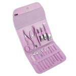 Trusa pentru Manichiura SIKS, 16 Ustensile din Otel Inoxidabil Incluse, Mov fotografia produsului