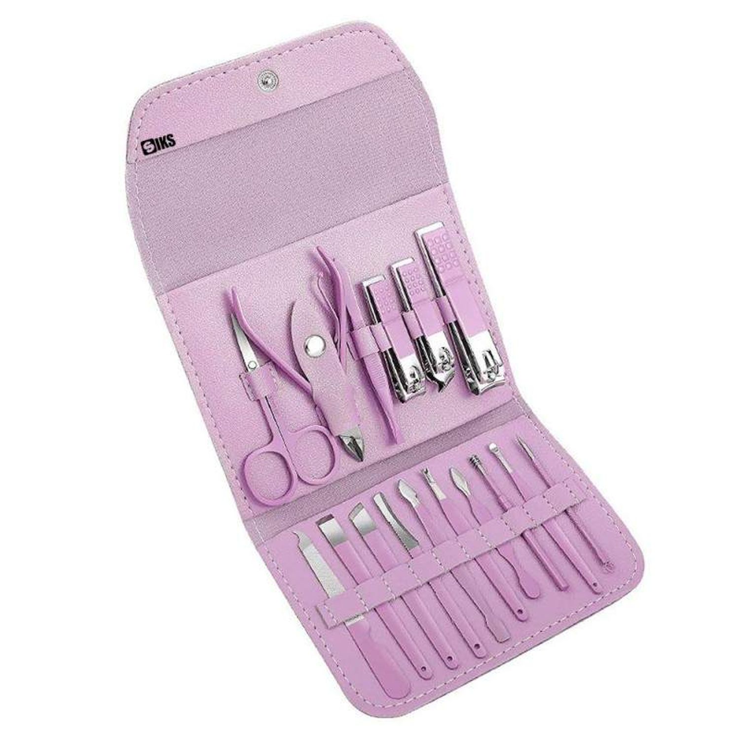 Trusa pentru Manichiura SIKS, 16 Ustensile din Otel Inoxidabil Incluse, Mov fotografia produsului