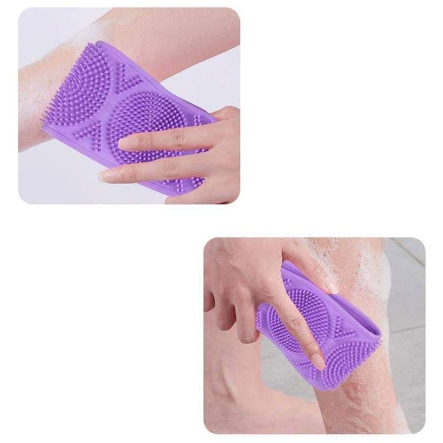 Banda SIKS pentru igiena corporala 2in1, masaj si exfoliere, silicon, Mov fotografia produsului View 3 L