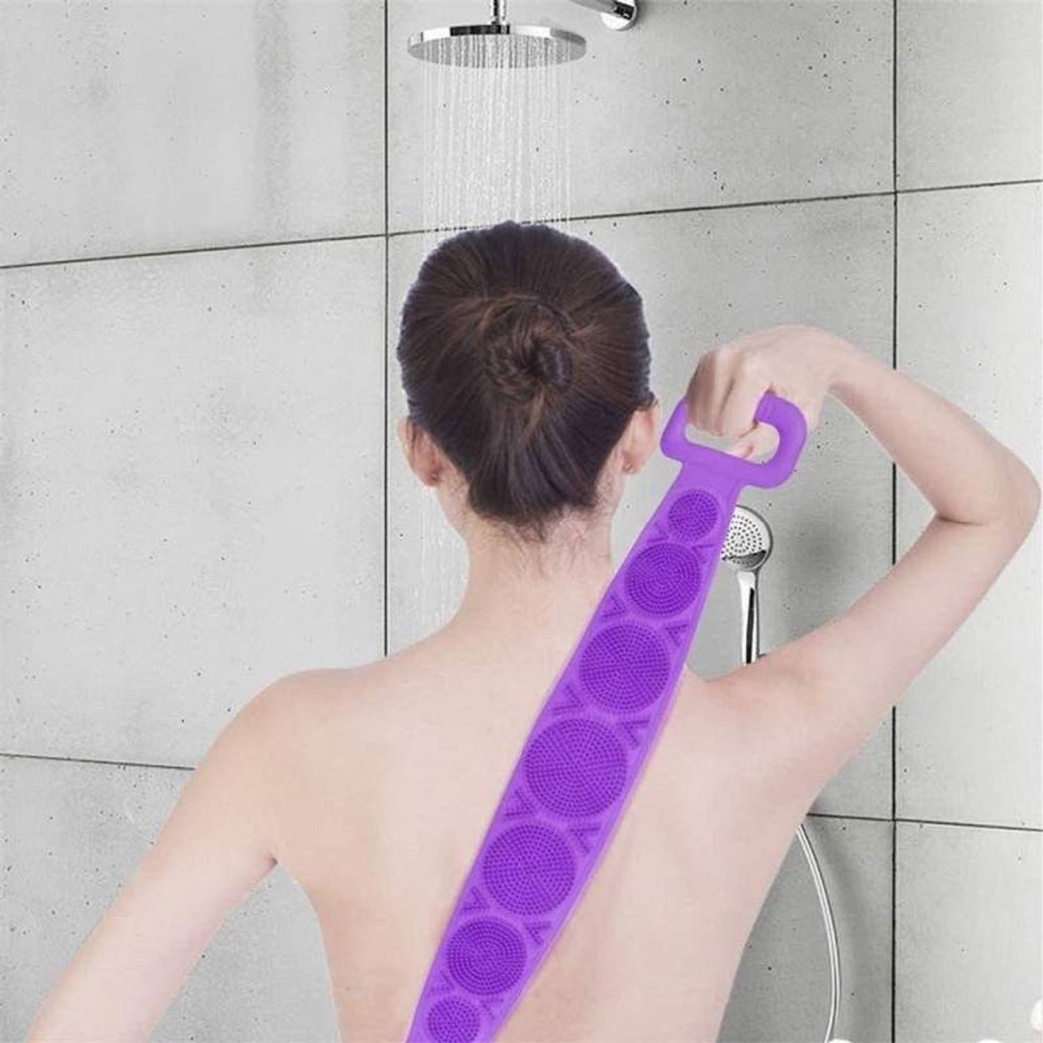 Banda SIKS pentru igiena corporala 2in1, masaj si exfoliere, silicon, Mov fotografia produsului View 4 L
