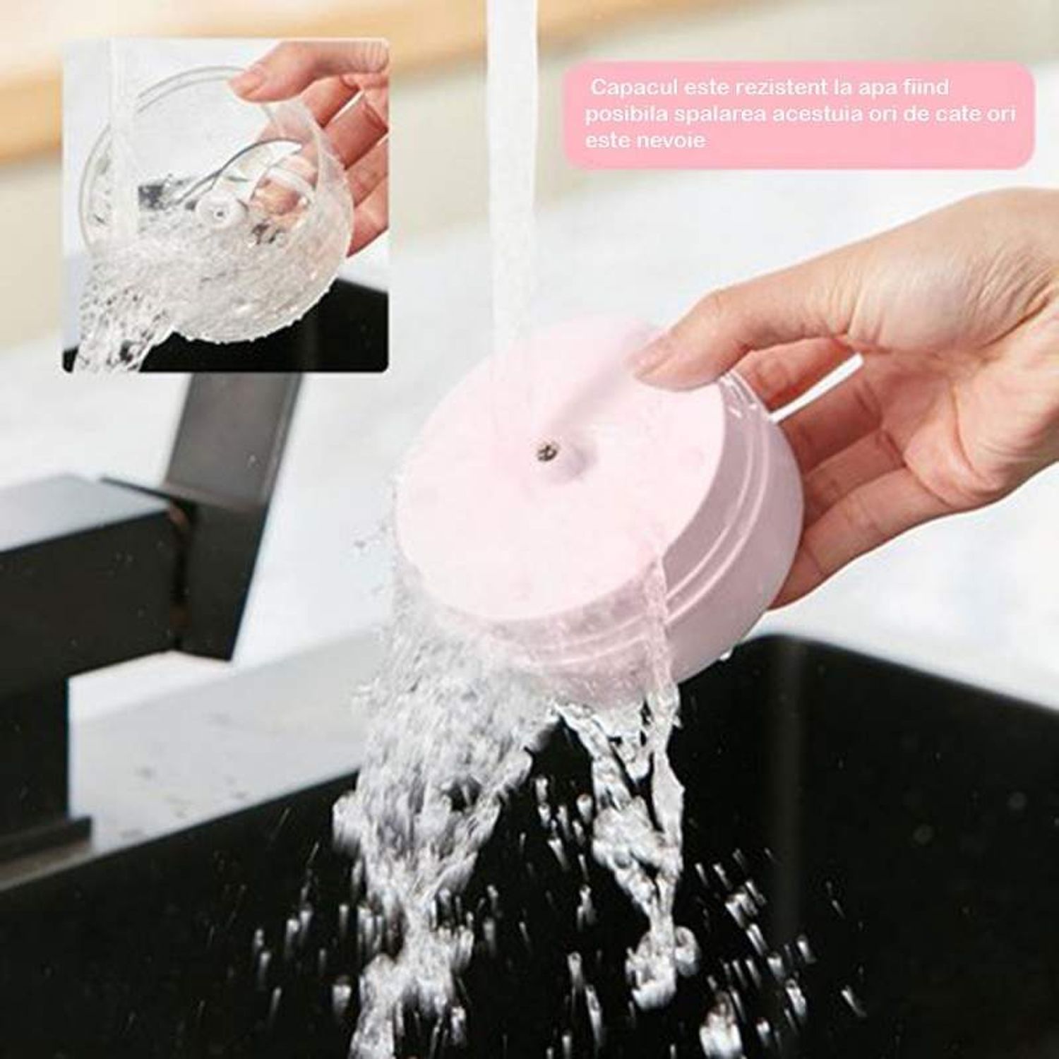 Mini blender electric SIKS&reg;, tocator pentru usturoi, legume, roz, 100ml fotografia produsului View 5 L