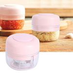 Mini blender electric SIKS&reg;, tocator pentru usturoi, legume, roz, 100ml fotografia produsului View 4 S