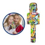 Microfon Wireless Karaoke SIKS, LY100, M4, Pentru Copii, Model Grafitti, IOS, Android, Tableta, PC, Bluetooth, USB fotografia produsului View 3 S
