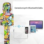 Microfon Wireless Karaoke SIKS, LY100, M4, Pentru Copii, Model Grafitti, IOS, Android, Tableta, PC, Bluetooth, USB fotografia produsului View 4 S