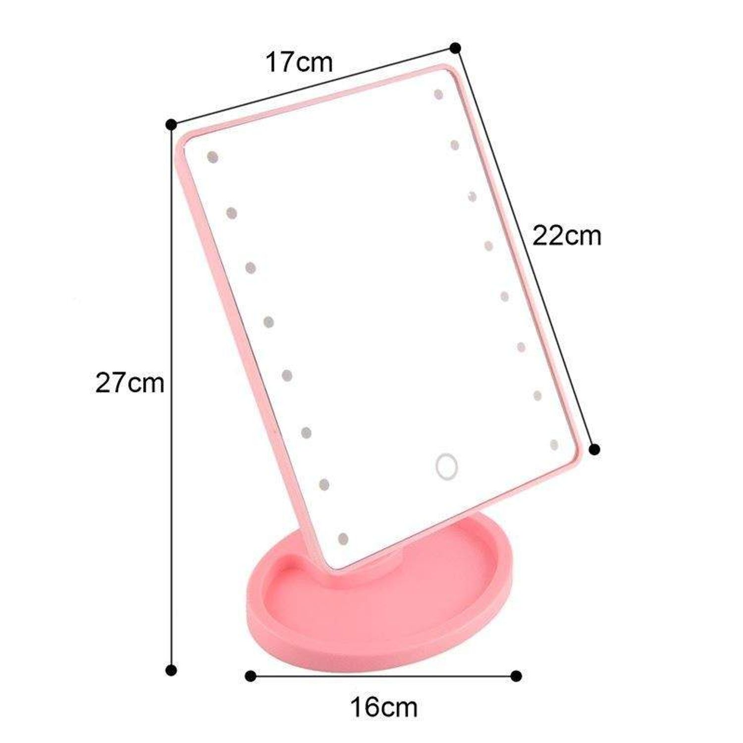 Oglinda SIKS&reg; pentru make-up cu 16 LED-uri, comutator ON/OFF, roz fotografia produsului View 6 L