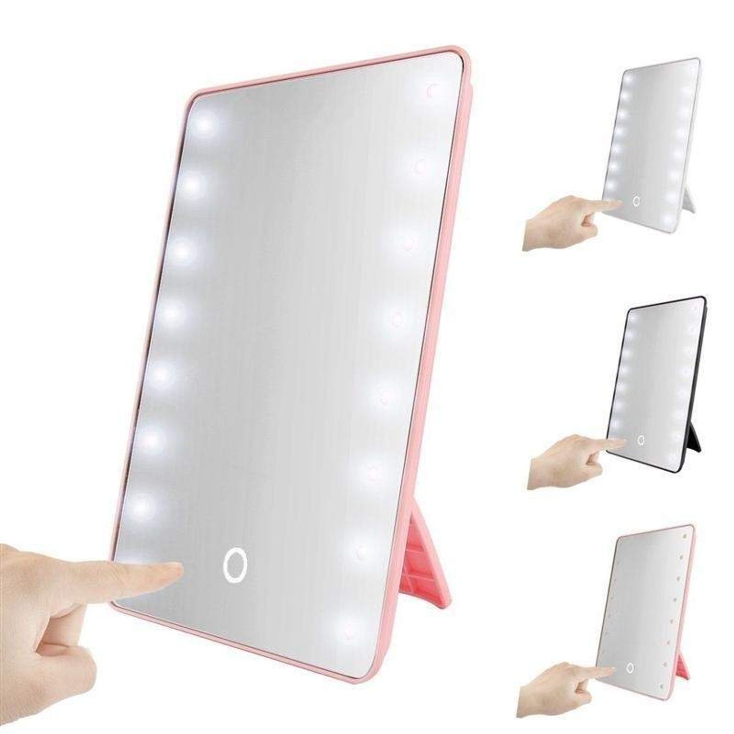 Oglinda SIKS&reg; pentru make-up cu 16 LED-uri, comutator ON/OFF, roz fotografia produsului View 3 L