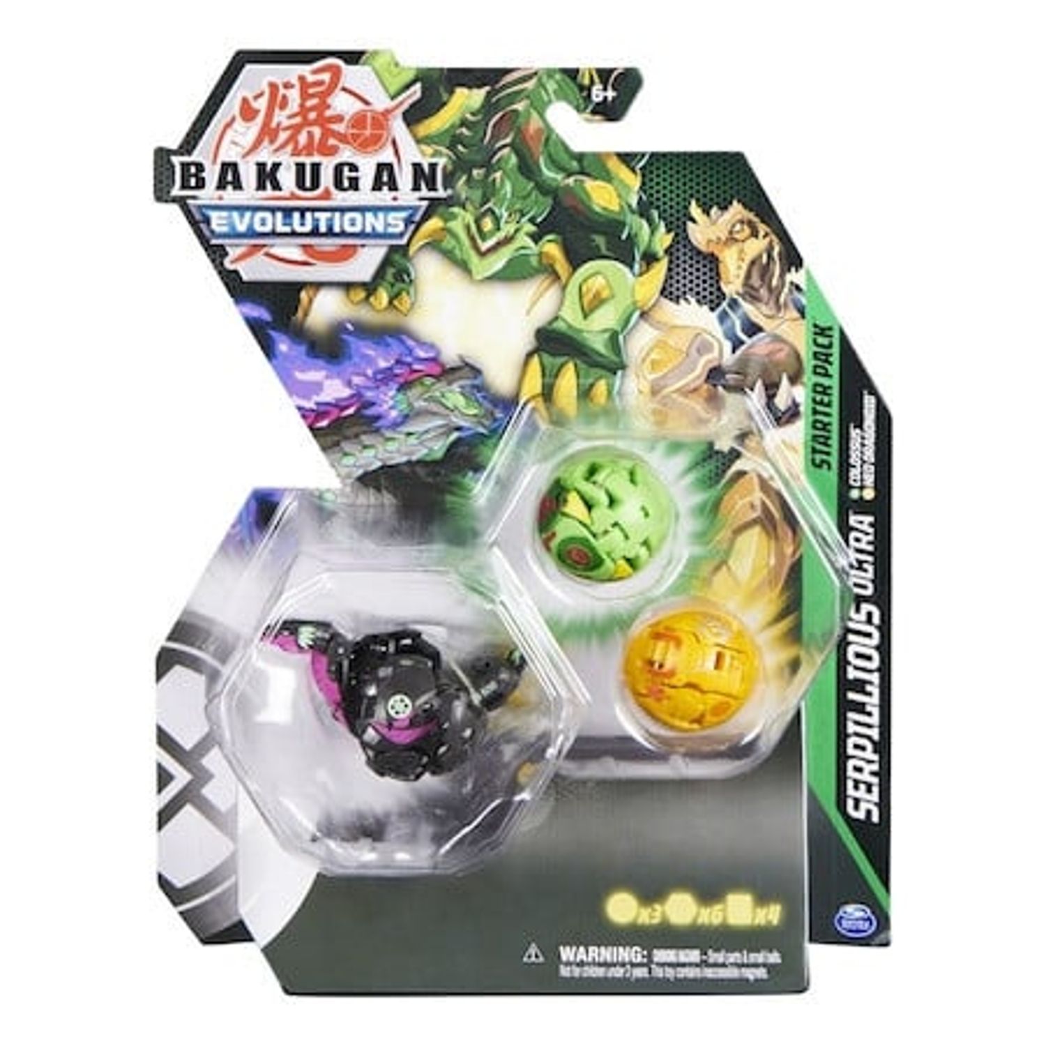 Figurina Bakugan Evolutions - Starter Pack, Serpillious Ultra Negru, Colossus si Neo Dragonoid fotografia produsului