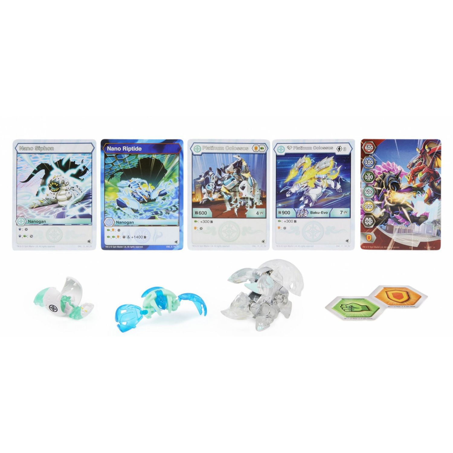 Set de joaca Bakugan Evolutions Colossus, Platinum Power Up, Nano Siphon si Nano Riptide fotografia produsului View 4 L