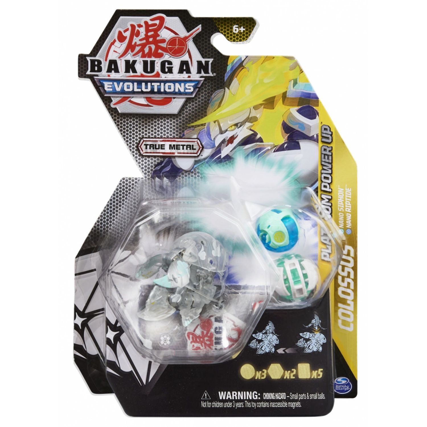 Set de joaca Bakugan Evolutions Colossus, Platinum Power Up, Nano Siphon si Nano Riptide fotografia produsului View 2 L