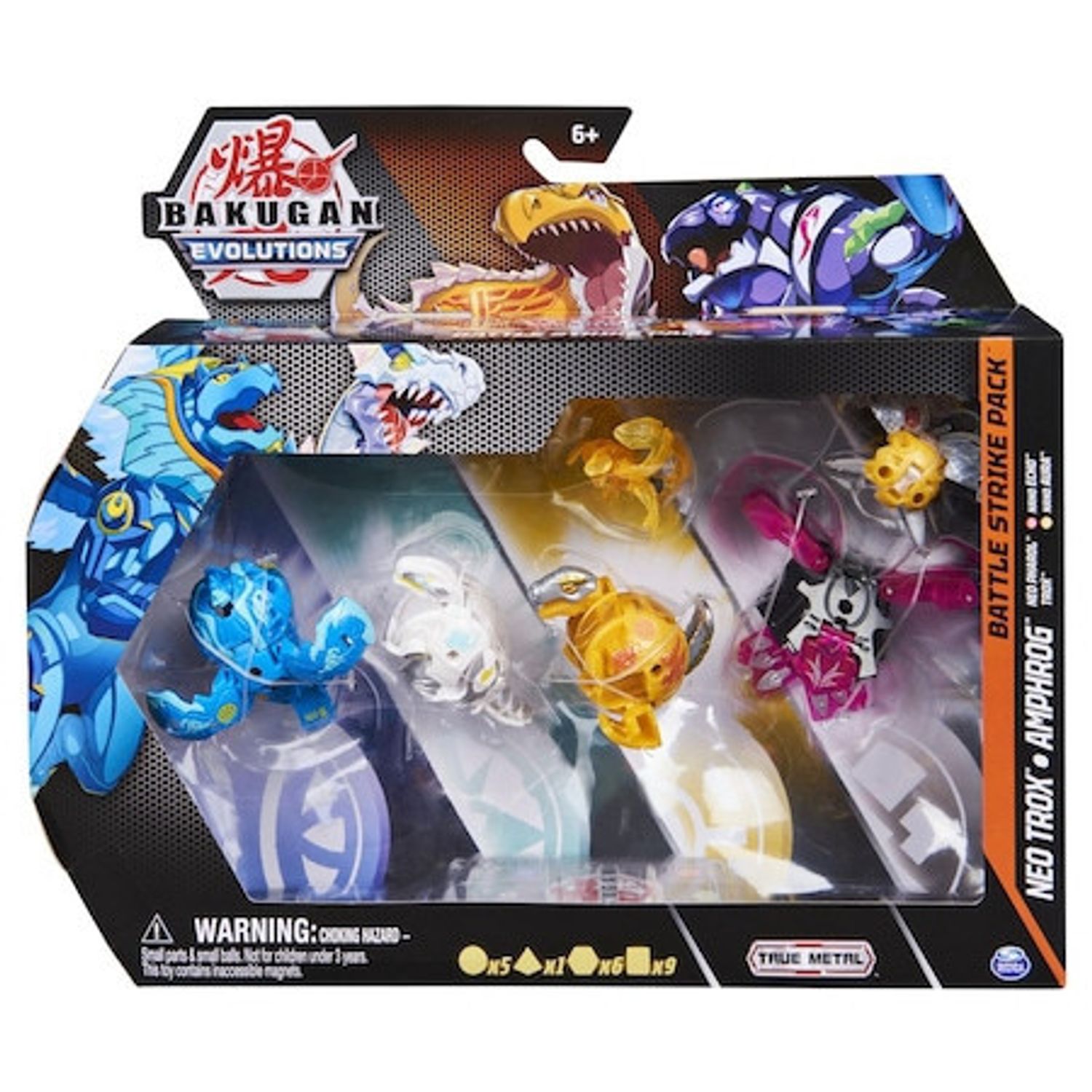 Set 6 figurine Bakugan Evolutions Battle Strike Pack, Neo Trox, Amphrog, 7 cm fotografia produsului