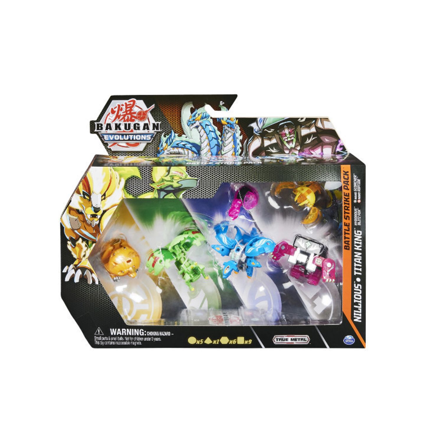 Set 4 Figurine Bakugan Evolutions Battle Strike Pack, Nillious si Titan King fotografia produsului