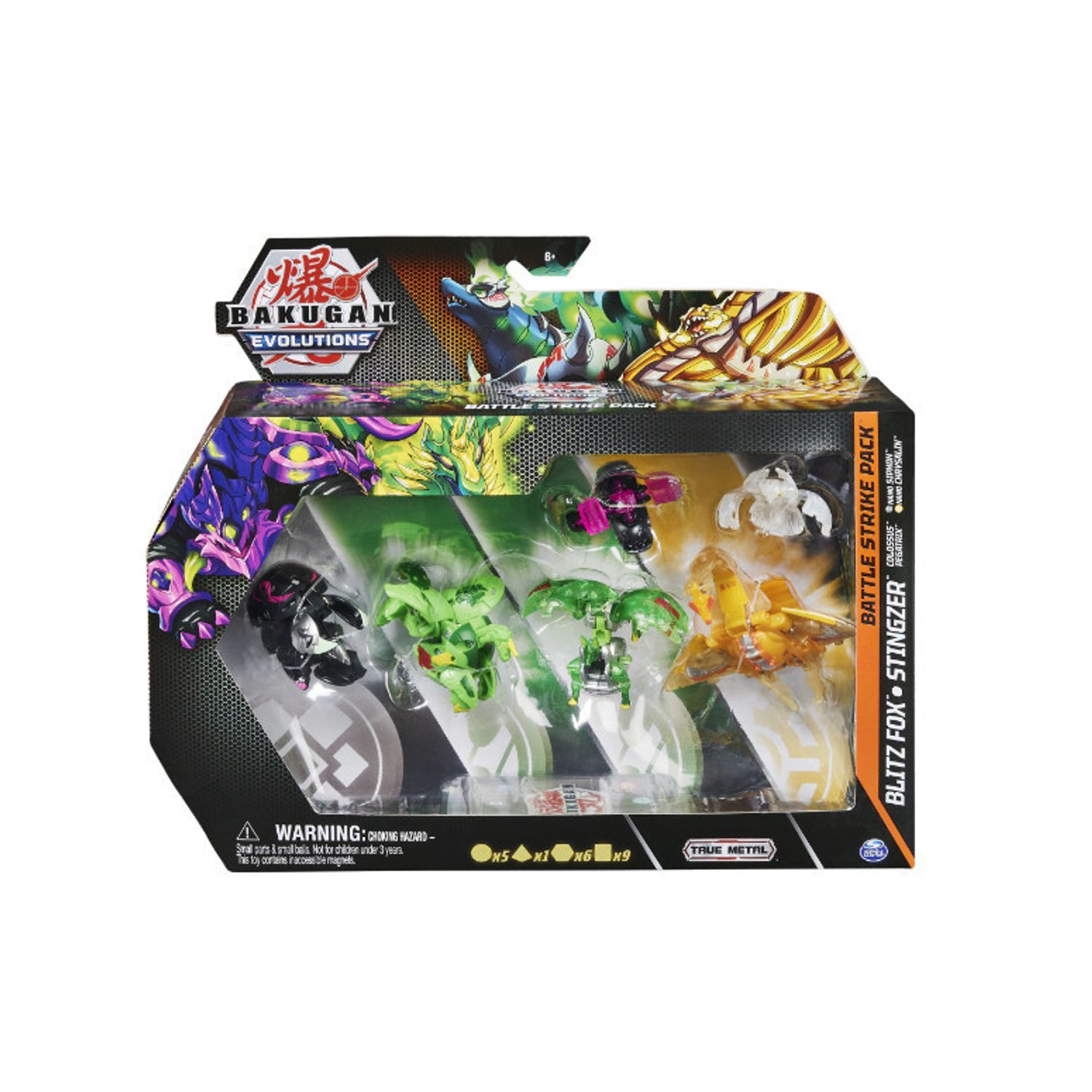 Set 4 Figurine Bakugan Evolutions Battle Strike Pack, Blitz Fox si Stingzer fotografia produsului