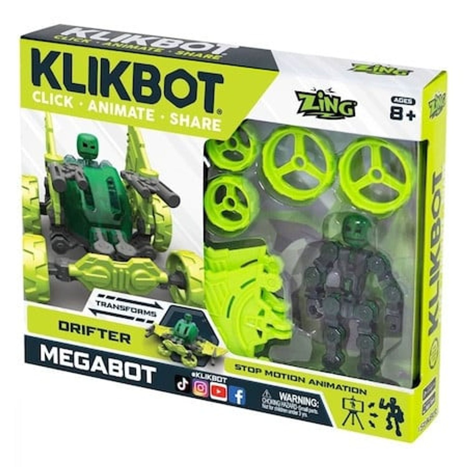 Set Figurina Robot articulat transformabil KlikBot Megabots Drifter, Green fotografia produsului View 2 L
