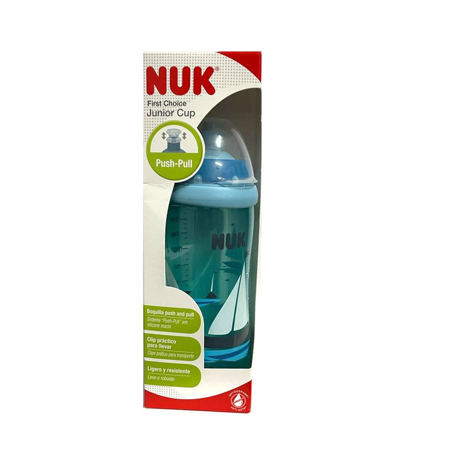 Cana NUK Junior cu sistem push-pull, 36 luni+, 300 ml, Barca, Albastru fotografia produsului