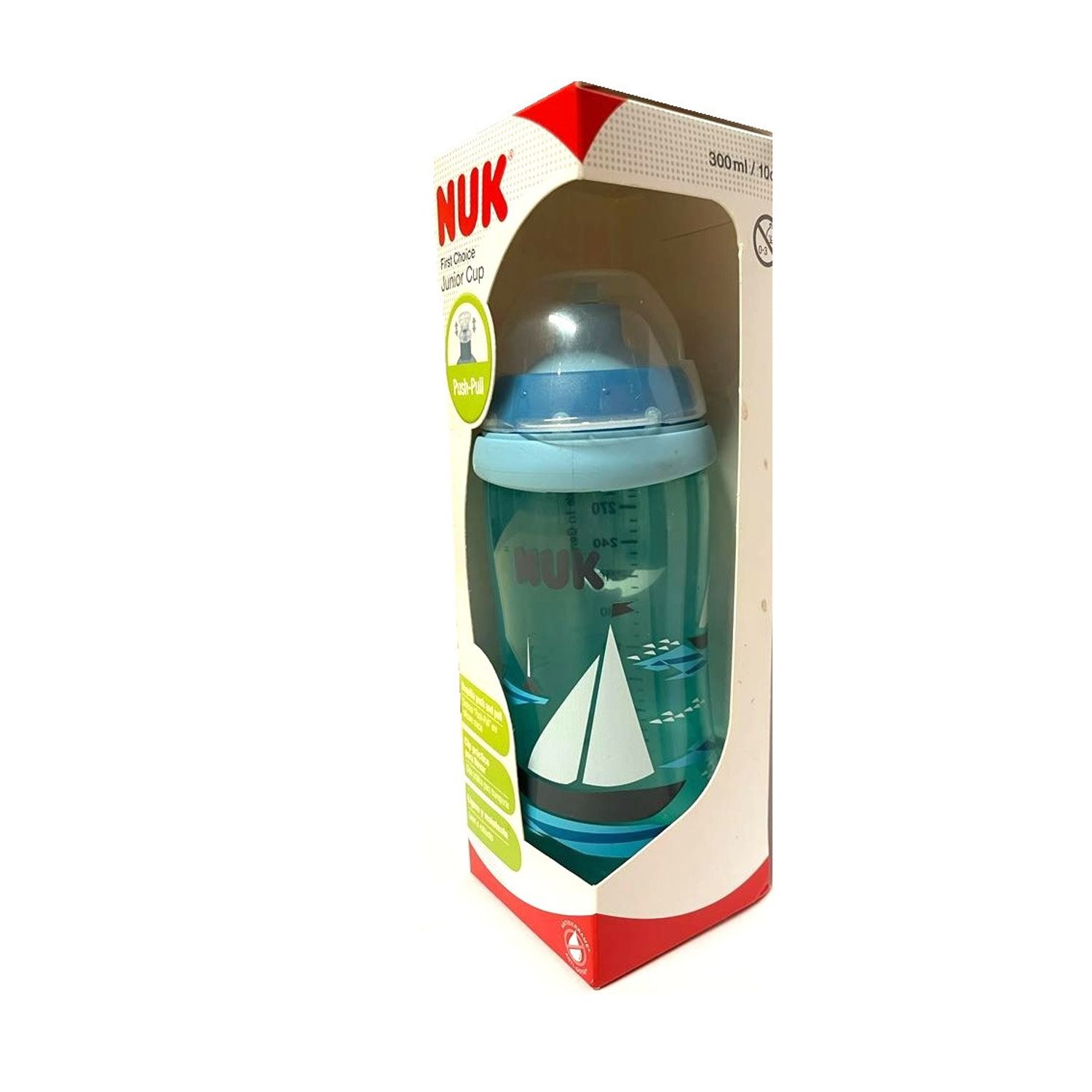 Cana NUK Junior cu sistem push-pull, 36 luni+, 300 ml, Barca, Albastru fotografia produsului View 4 L