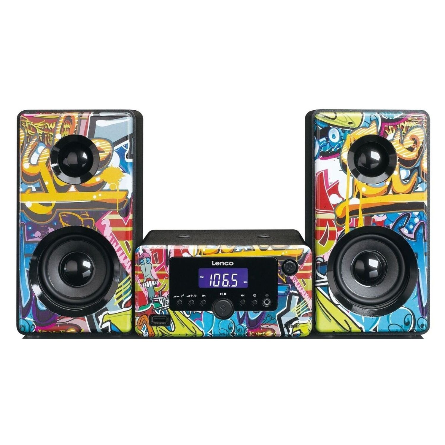 Microsistem stereo Lenco MC-020, Bluetooth, FM, USB si AUX, Multicolor fotografia produsului