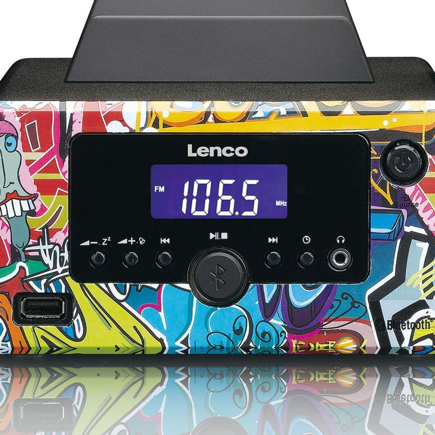 Microsistem stereo Lenco MC-020, Bluetooth, FM, USB si AUX, Multicolor fotografia produsului View 4 L