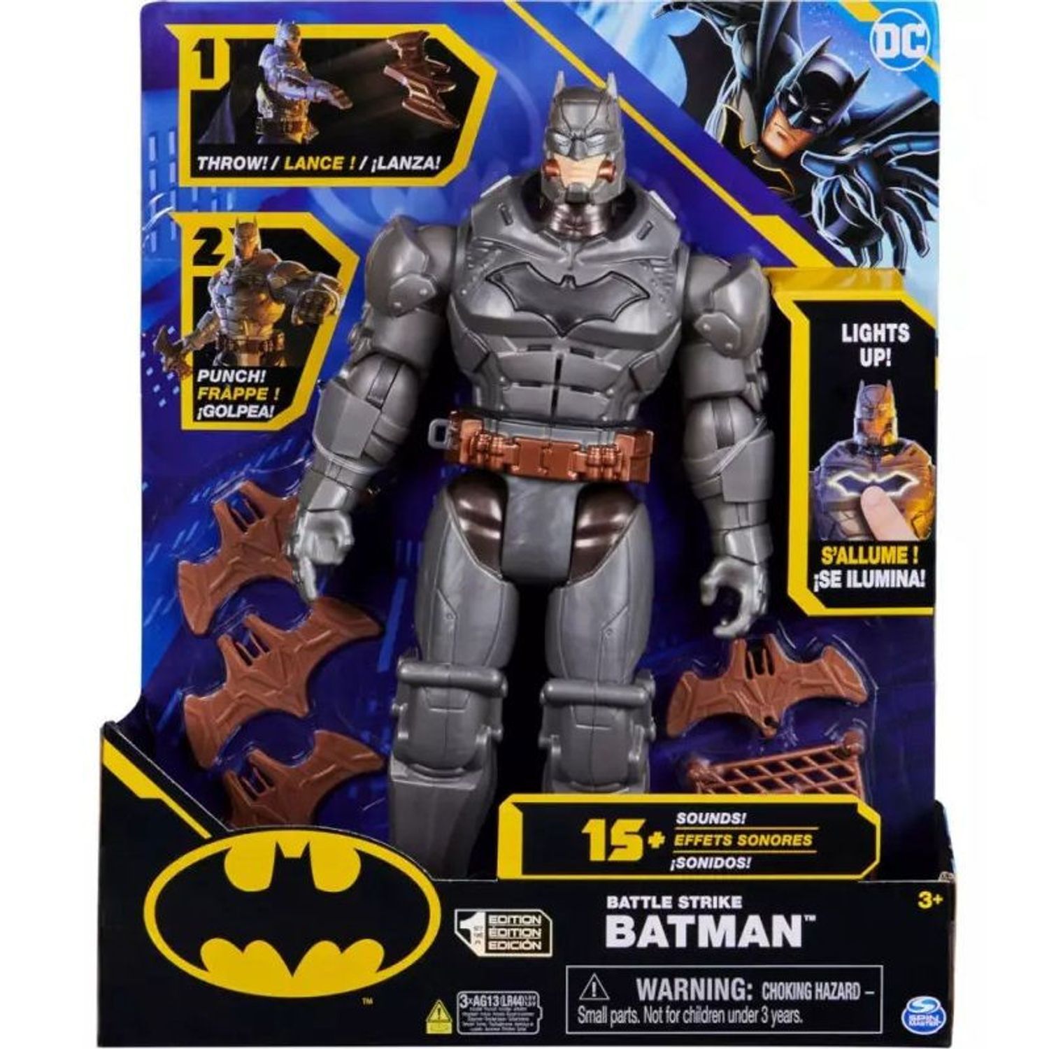 Figurina SpinMaster cu accesorii Batman Battle Strike, 30 cm, Gri fotografia produsului View 2 L