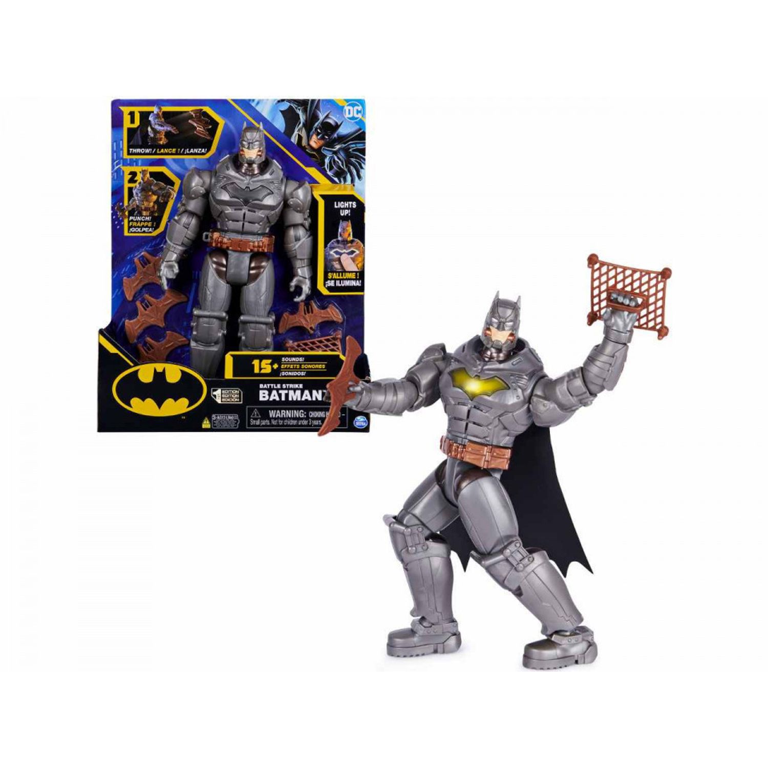 Figurina SpinMaster cu accesorii Batman Battle Strike, 30 cm, Gri fotografia produsului View 6 L