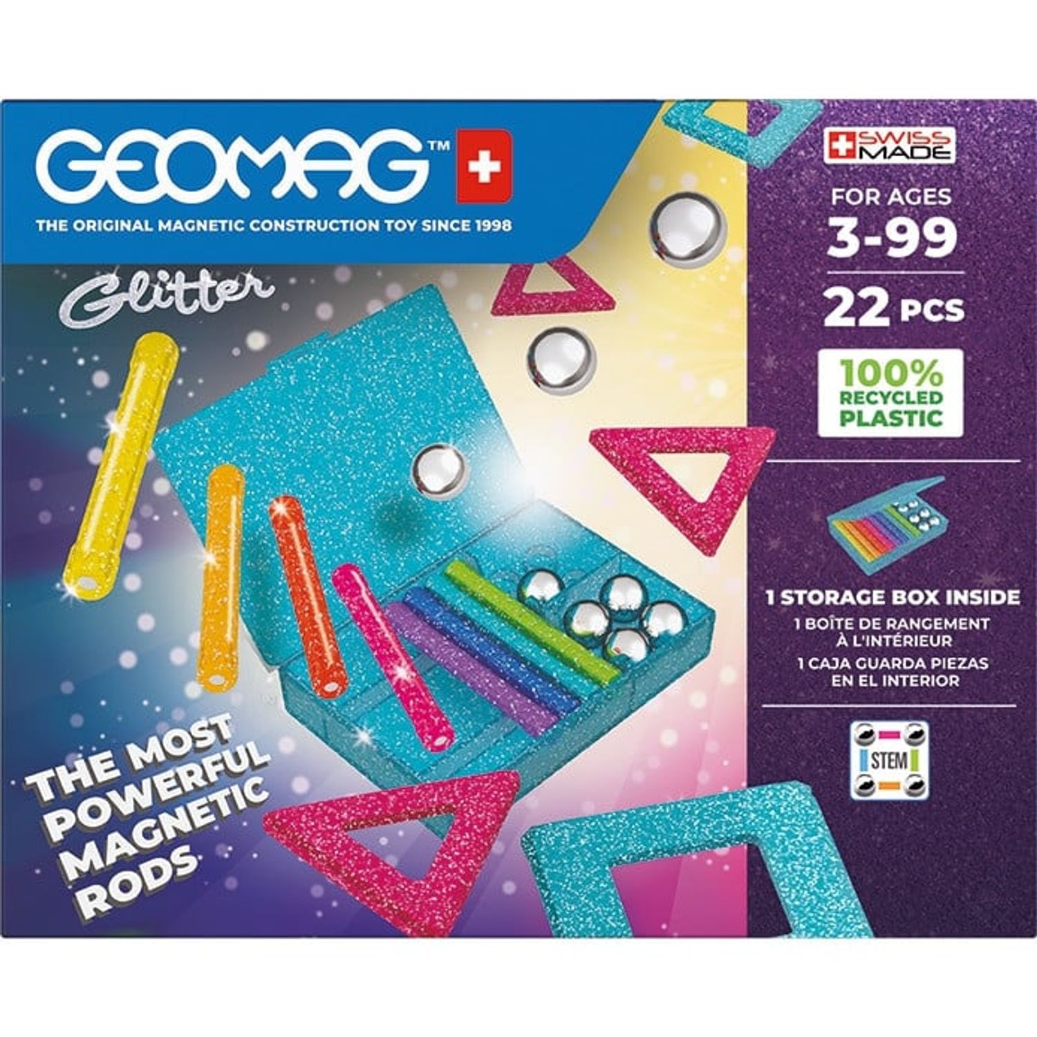 Set de constructie magnetic Geomag Glitter Panels 22 piese, 534 fotografia produsului View 2 L