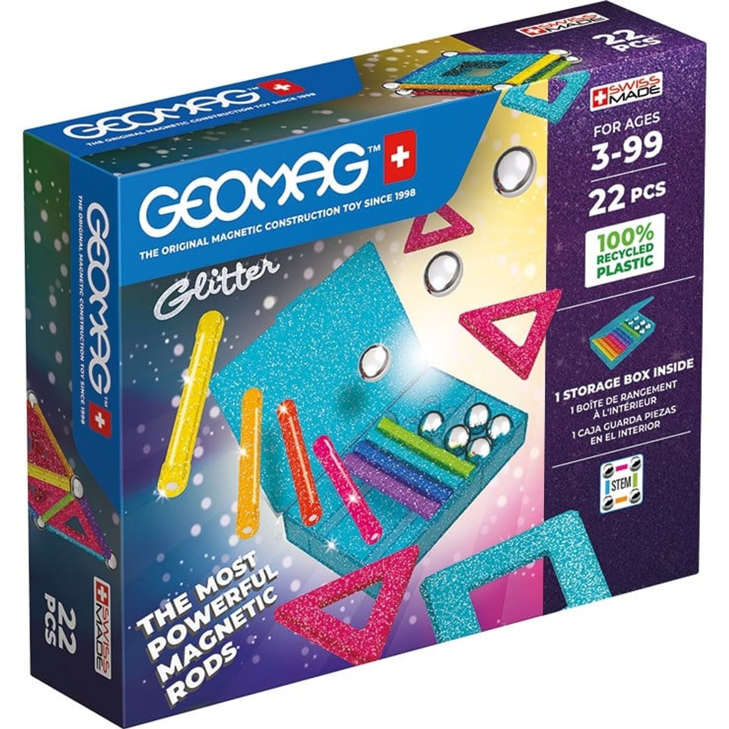 Set de constructie magnetic Geomag Glitter Panels 22 piese, 534 fotografia produsului