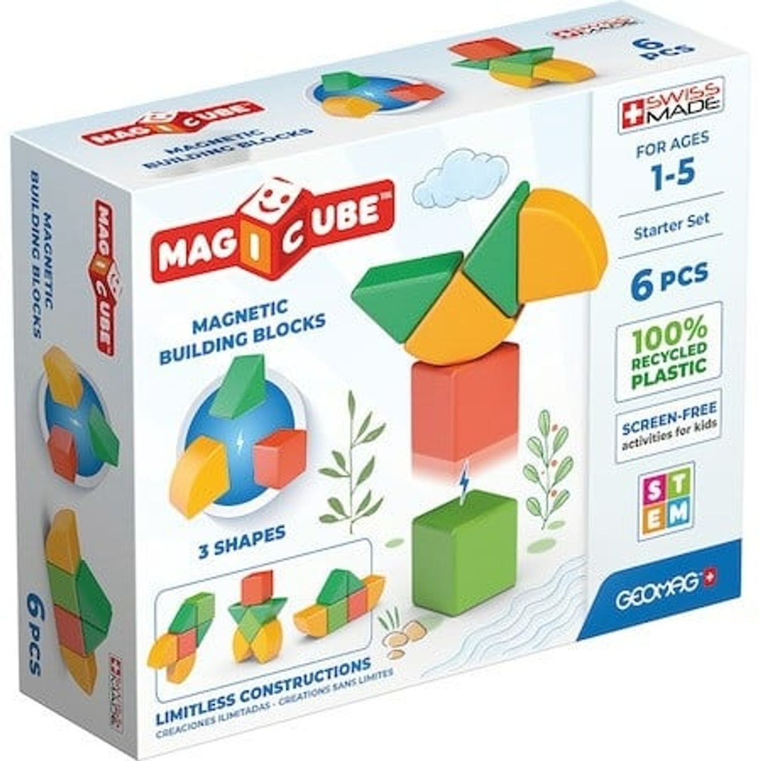 Set de constructie magnetic, Magicube, 6 piese, Geomag, 200 fotografia produsului