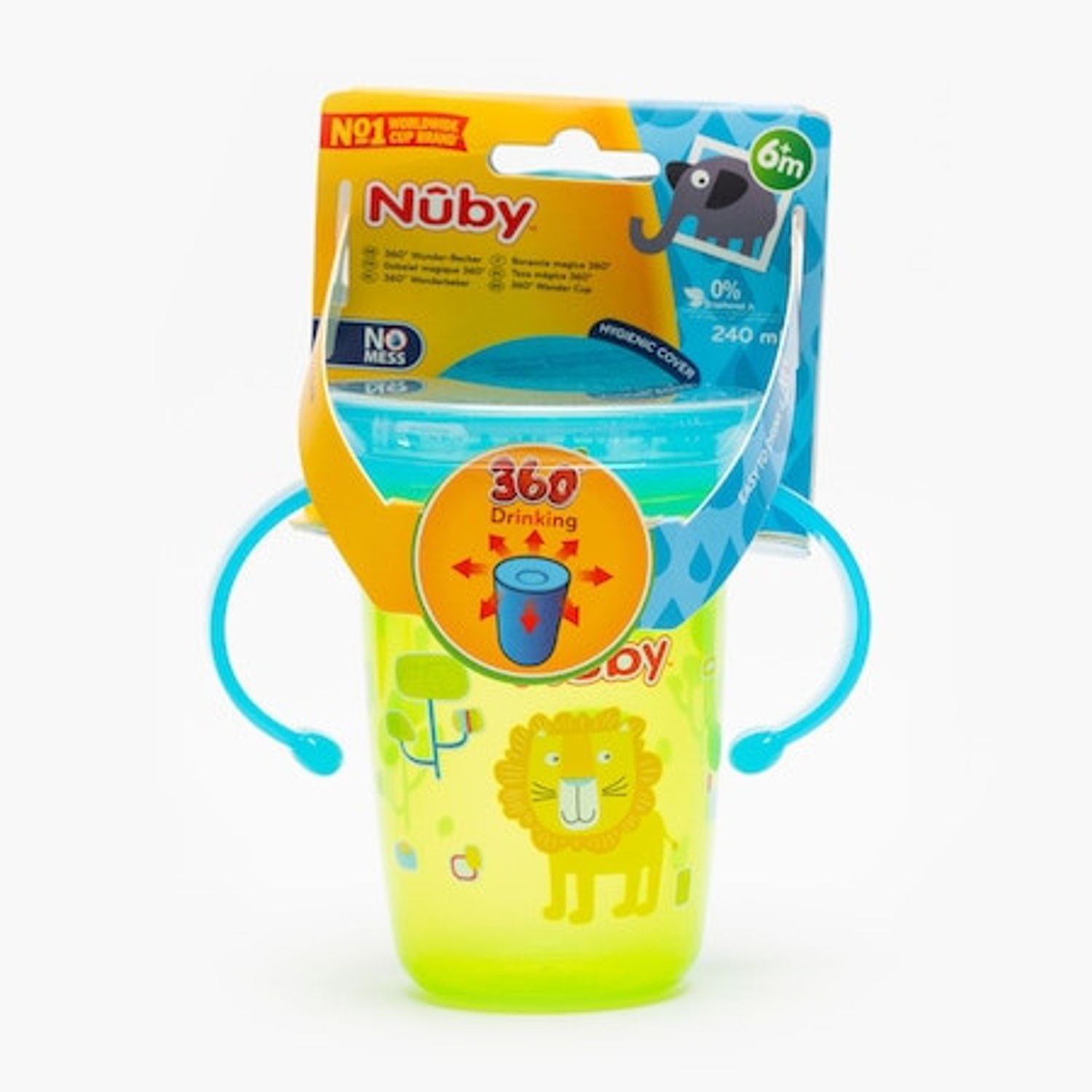 Cana Wonder cup Nuby 360 cu manere, +6 luni, 240ml, Verde fotografia produsului View 2 L