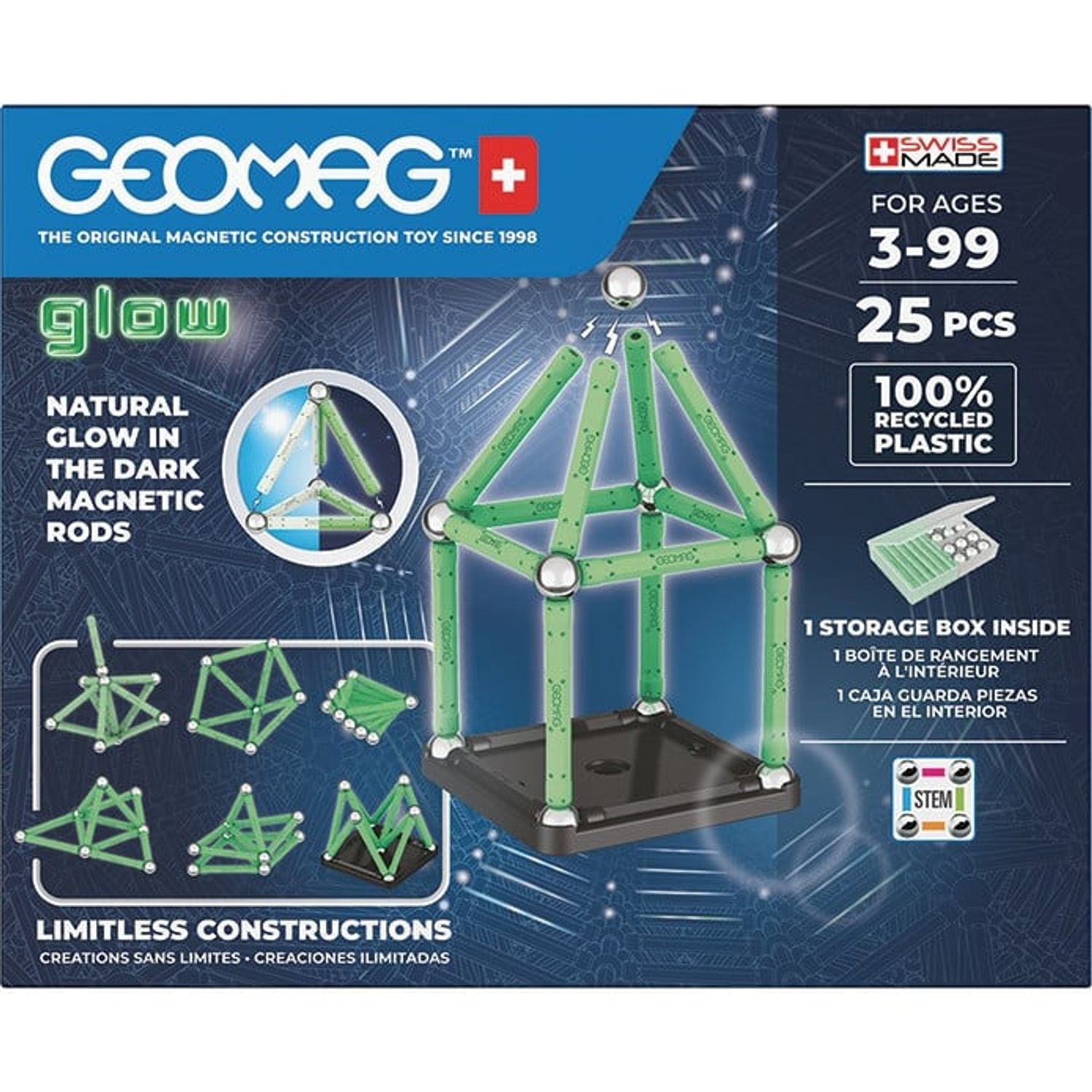 Set de constructie magnetic Geomag Glow 25 piese, 328 fotografia produsului View 3 L