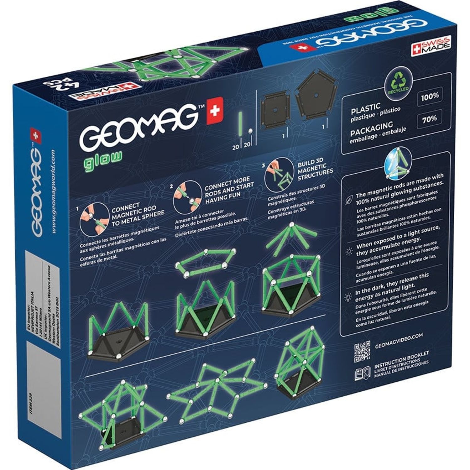 Set de constructie magnetic Geomag Glow 42 piese, 329 fotografia produsului View 2 L