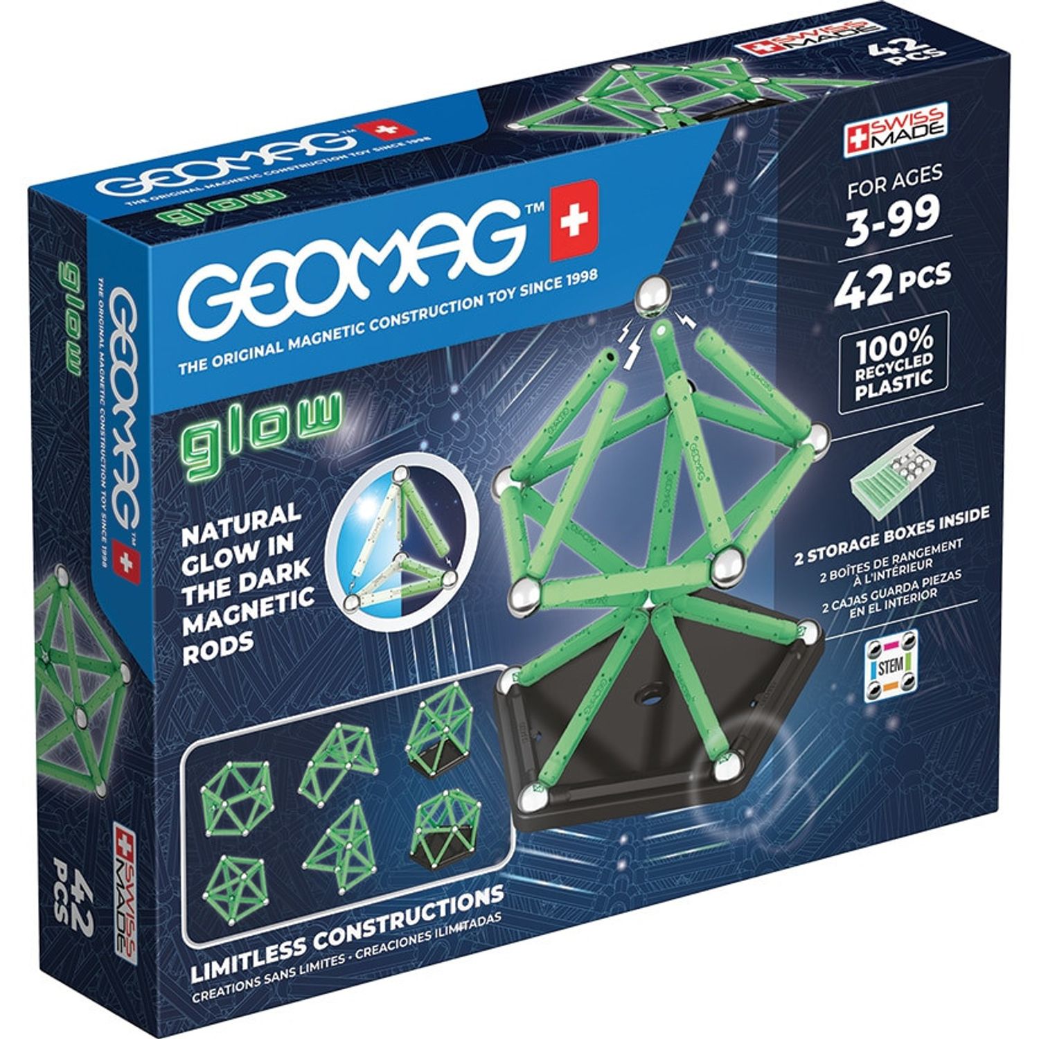 Set de constructie magnetic Geomag Glow 42 piese, 329 fotografia produsului