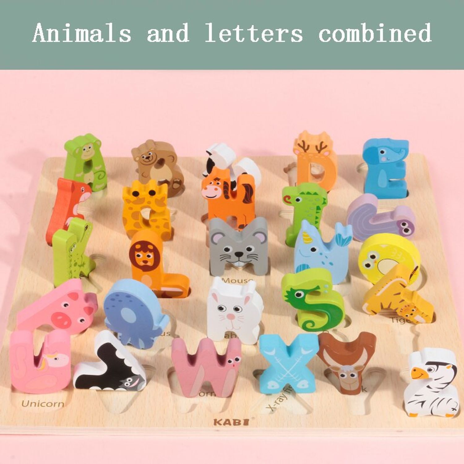 Puzzle din lemn Alfabet si Animale, multicolor fotografia produsului View 15 L
