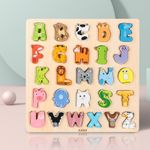 Puzzle din lemn Alfabet si Animale, multicolor fotografia produsului View 4 S