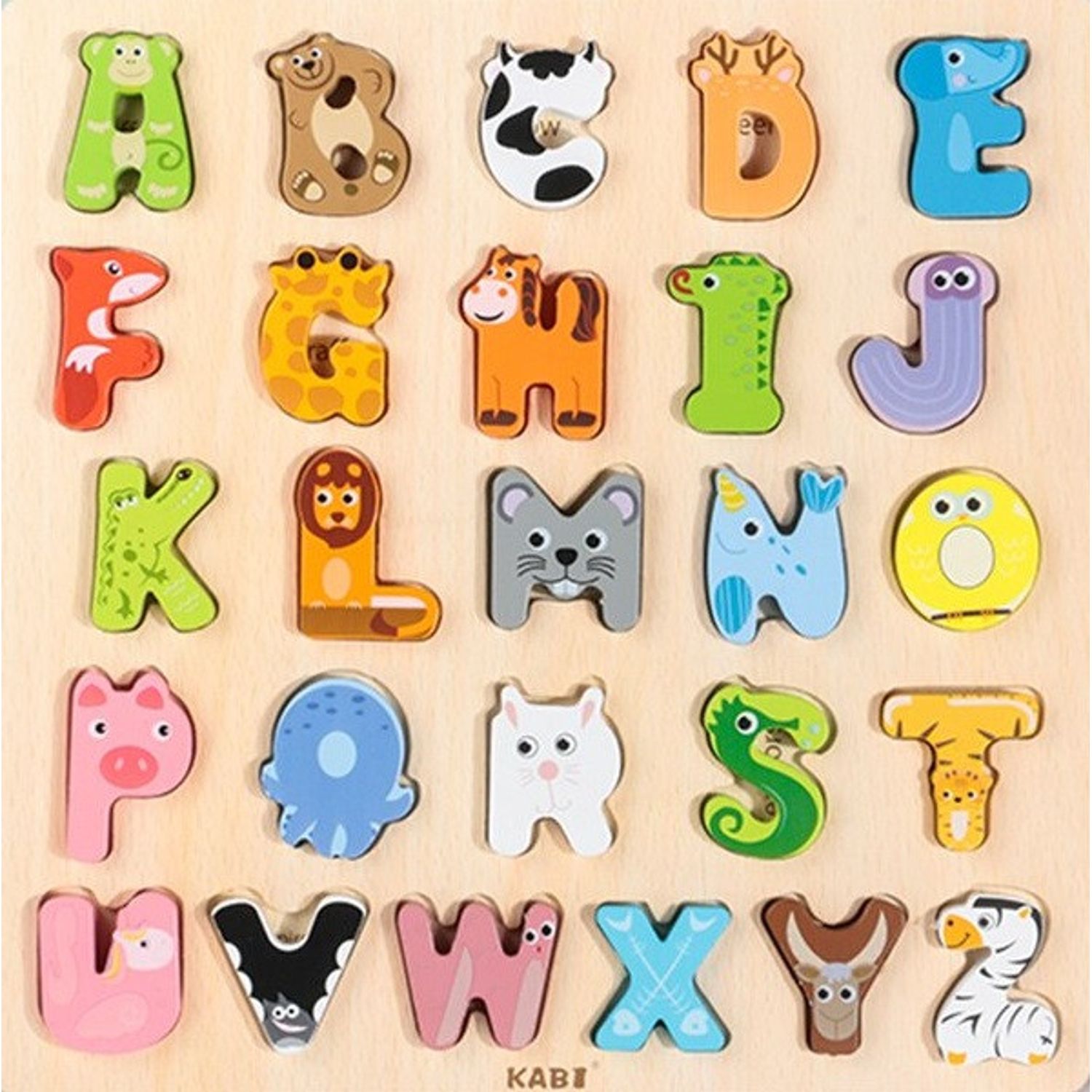 Puzzle din lemn Alfabet si Animale, multicolor fotografia produsului View 2 L