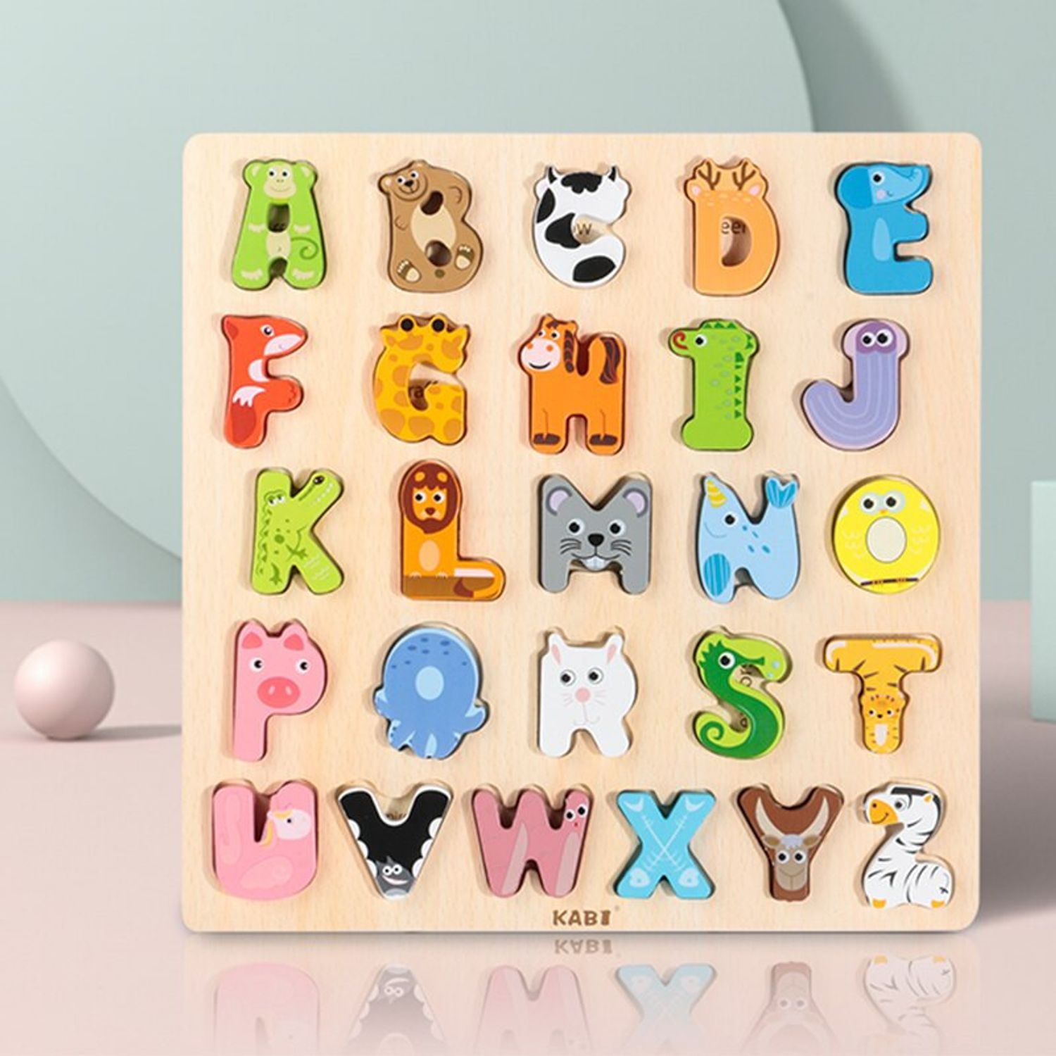 Puzzle din lemn Alfabet si Animale, multicolor fotografia produsului View 10 L