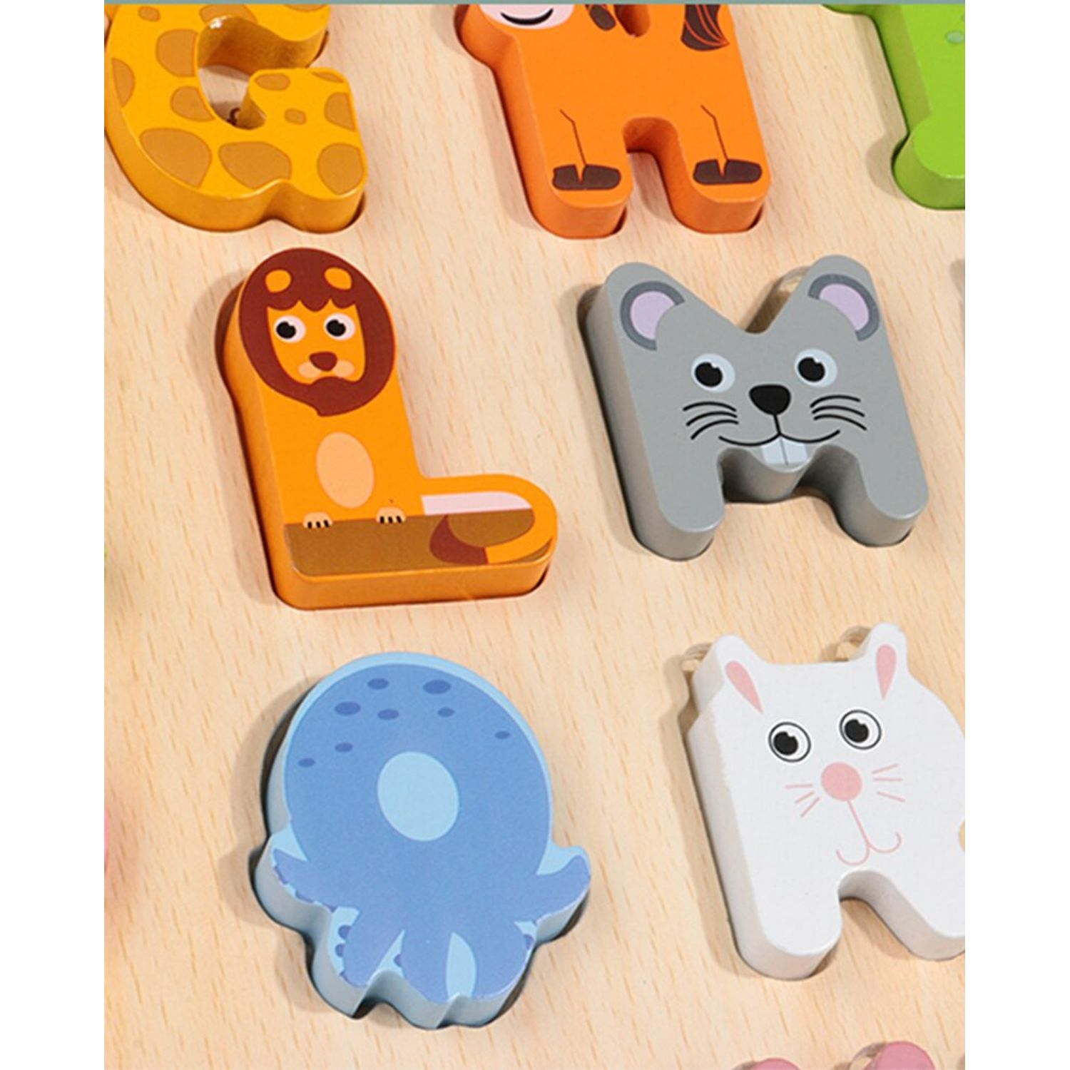 Puzzle din lemn Alfabet si Animale, multicolor fotografia produsului View 11 L