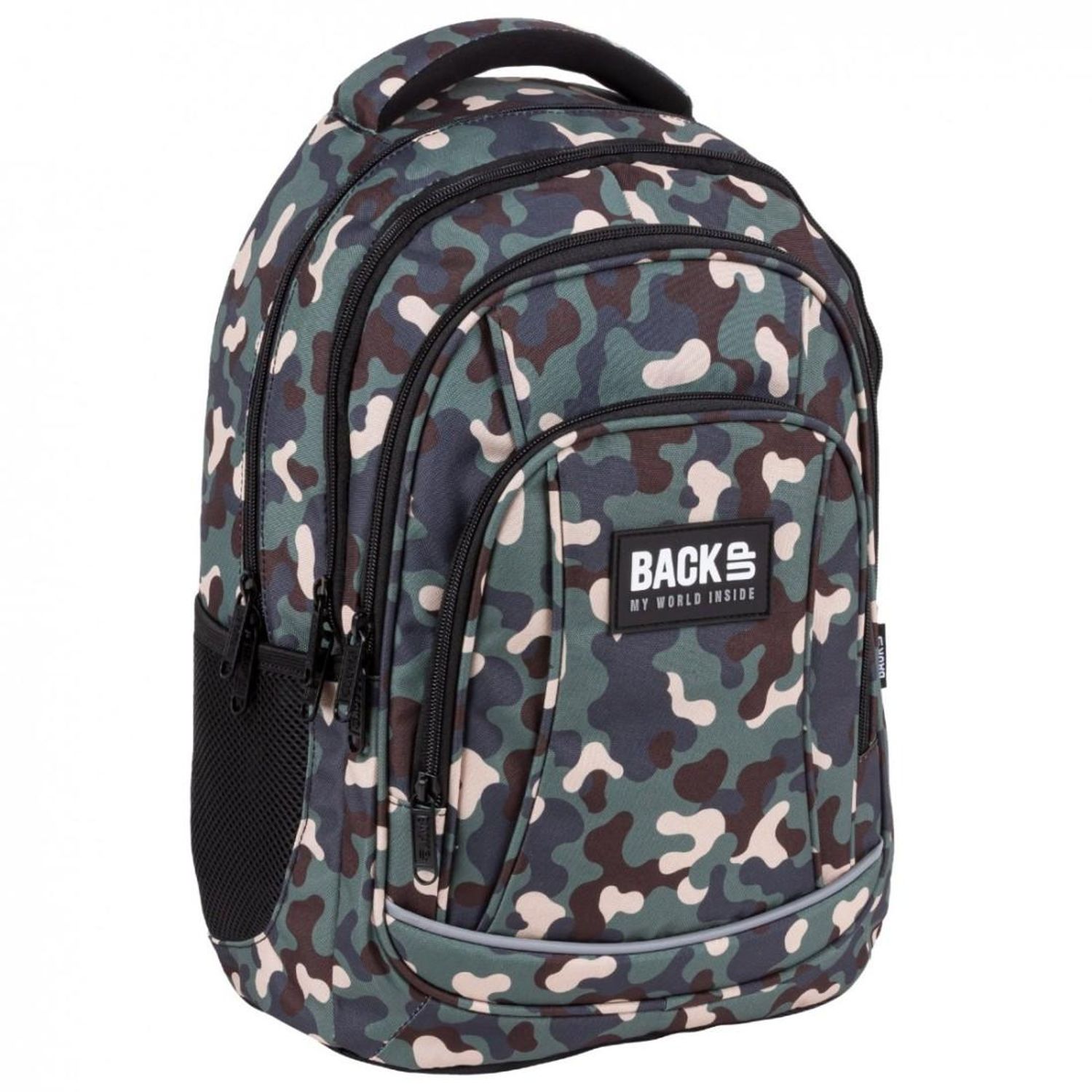 Ghiozdan ergonomic de copii pentru scoala, BackUP, 4 compartimente, model camuflaj PLB4A97 fotografia produsului View 4 L