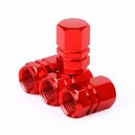 Set 4 capace hexagonale decorative pentru valva auto, Aluminiu, 1.8 cm, Rosu fotografia produsului