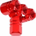 Set 4 capace hexagonale decorative pentru valva auto, Aluminiu, 1.8 cm, Rosu fotografia produsului View 3 S
