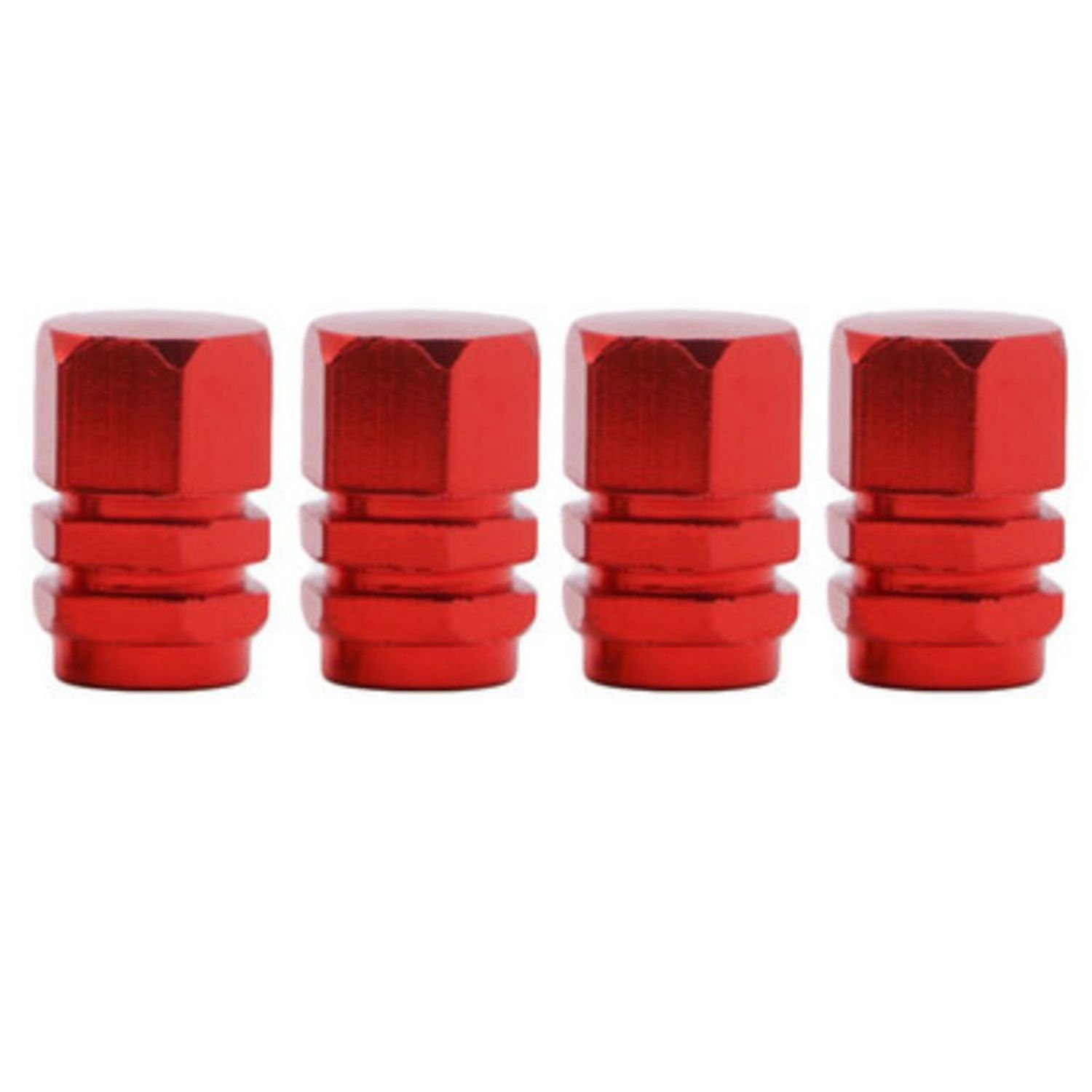 Set 4 capace hexagonale decorative pentru valva auto, Aluminiu, 1.8 cm, Rosu fotografia produsului View 2 L
