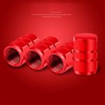 Set 4 capace hexagonale decorative pentru valva auto, Aluminiu, 1.8 cm, Rosu fotografia produsului View 4 S